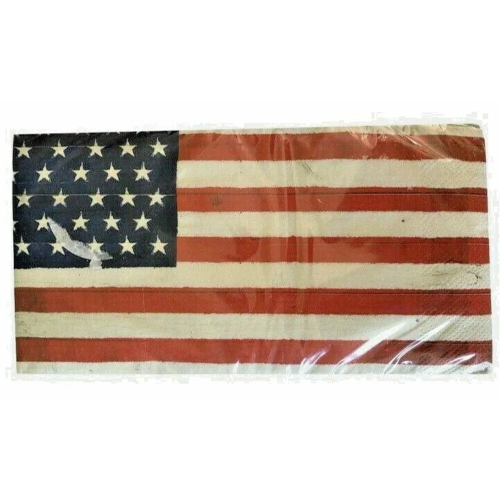 USA Flag Paper Napkins 32 CT BBQ Guest Bath Towels Buffet Patriotic America